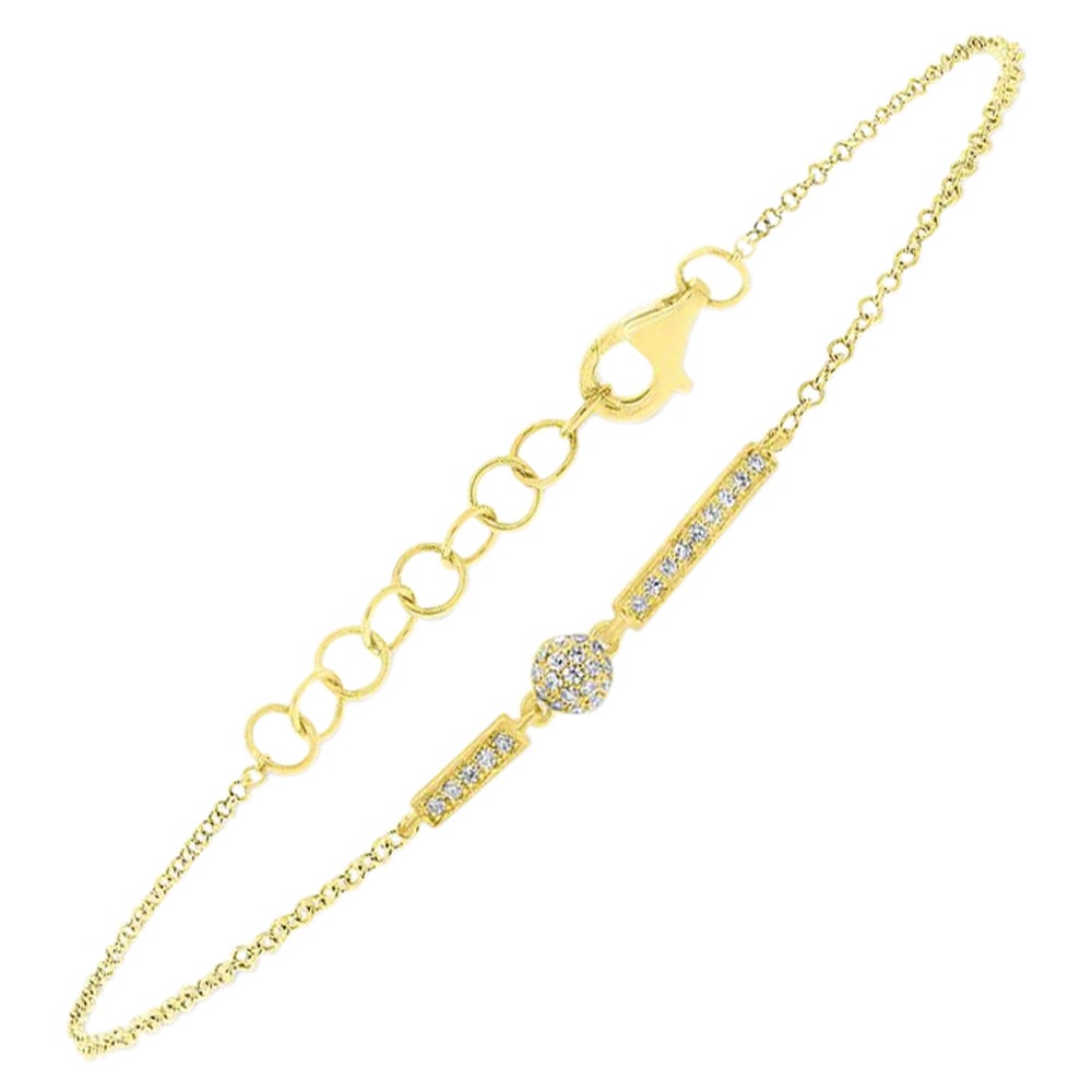 0.09ct Round Brilliant Cut Diamond Chain Bracelet in 14k Yellow Gold For Sale