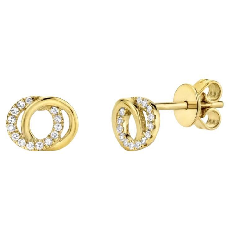 0.09ct Round Brilliant Cut Diamond Interlocking Circles Stud Earring
