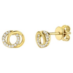 0.09ct Round Brilliant Cut Diamond Interlocking Circles Stud Earring