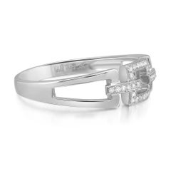 0.09Cttw Pave Set Round Diamond Ladies Ring 14k White Gold