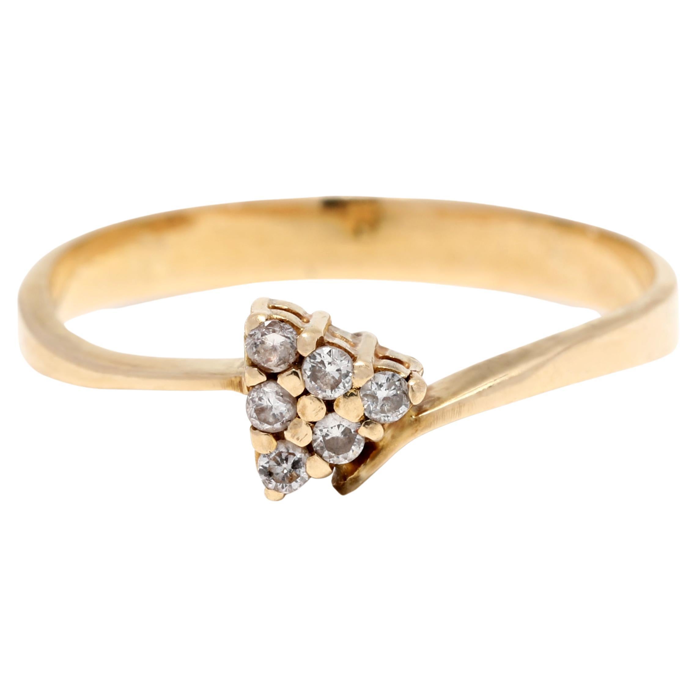 0.09ctw Diamond Arrow Ring, 14k Yellow Gold, Ring, Simple Diamond Ring For Sale
