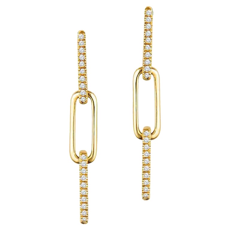 0,09 Karat Diamant-Glieder-Tropfen-Ohrringe, 14k Gelbgold