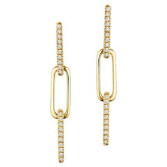 0,09 Karat Diamant-Glieder-Tropfen-Ohrringe, 14k Gelbgold