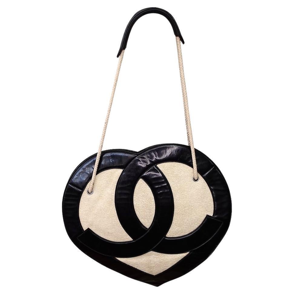 00's Chanel Terry CC Runway Shoulder Heart Bag