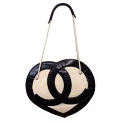 00's Chanel Terry CC Runway Shoulder Heart Bag