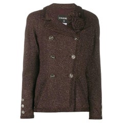 00s Chanel Vintage burgundy jacket with silver lurex thread