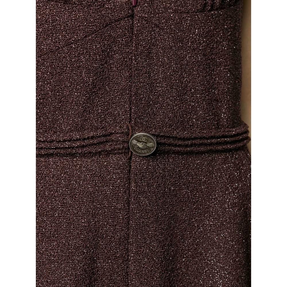 Women's 00s Chanel Vintage burgundy jumpsuit with silver lurex thread For Sale