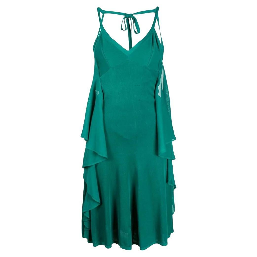 00s Chanel Vintage emerald green viscose dress For Sale