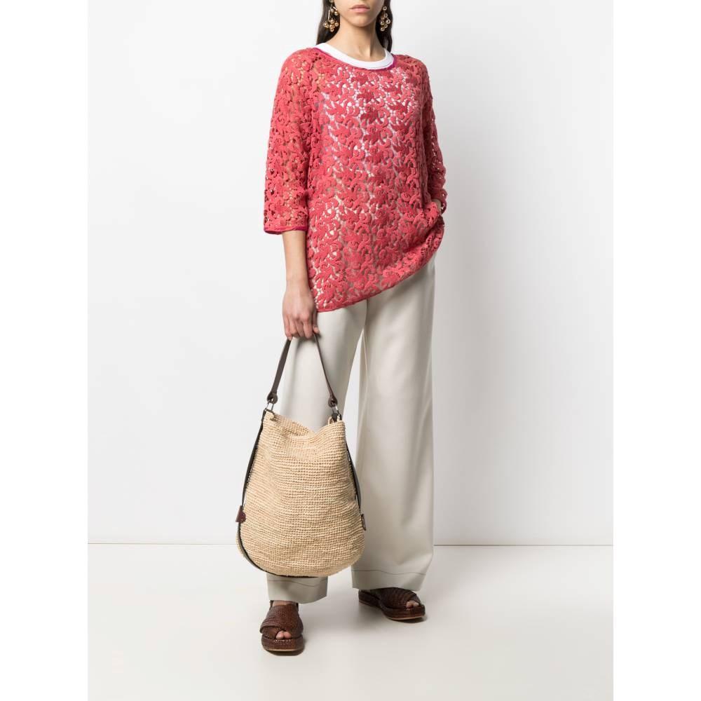 Etoile coral red cotton and silk lace top.
Round neck model with three quarter raglan sleeves.

Size: 48 IT

Flat measurements
Height: 75 cm
Bust: 55 cm
Shoulders: 40 cm
Sleeves: 51 cm

Product code: A6173

Notes: The item comes from a deadstock, it