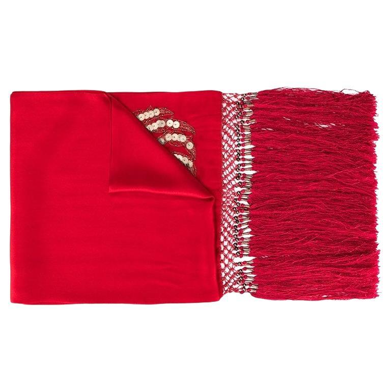 00s Giorgio Armani Vintage red silk scarf with applications For Sale at  1stDibs