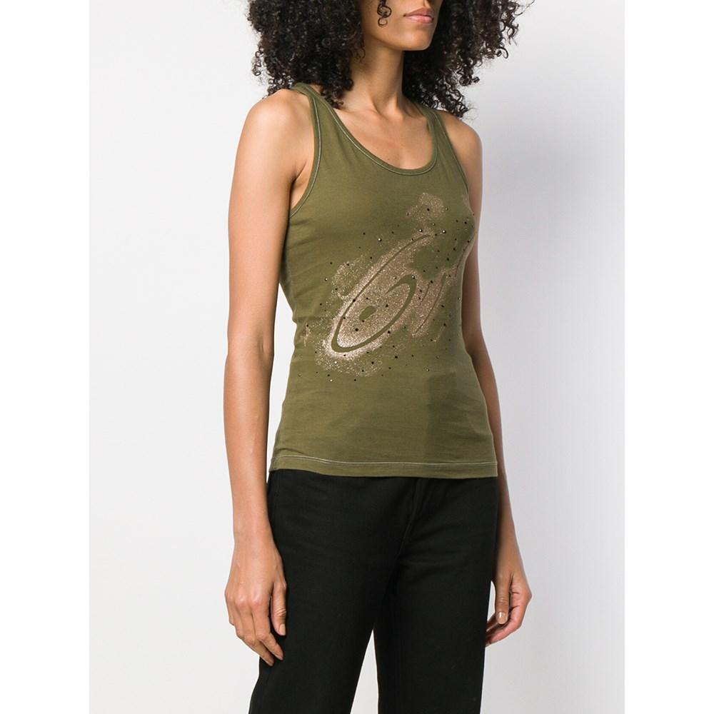 Brown 00s Romeo Gigli Vintage military green cotton logoed top For Sale
