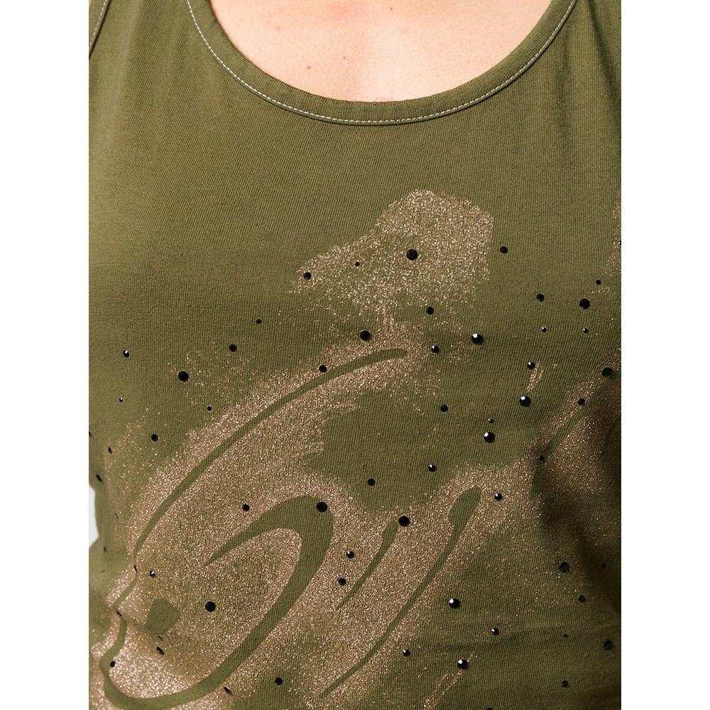 Women's 00s Romeo Gigli Vintage military green cotton logoed top For Sale