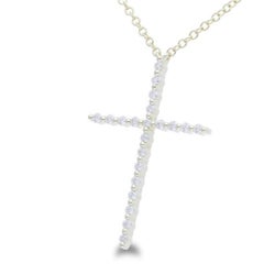 Collana con croce di diamanti da 0,1 carati in oro giallo 14K