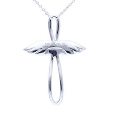 0.1 Carat Diamonds in 14K White Gold  Butterfly Cross Necklace