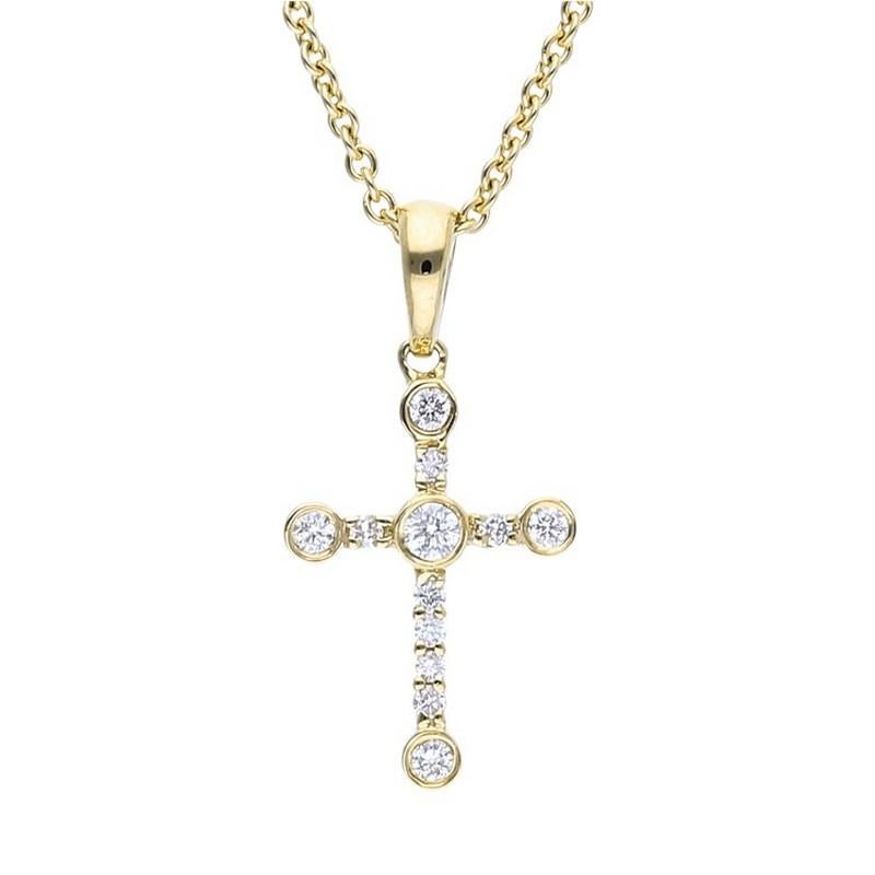 Diamond Carat Weight: This graceful cross pendant features a total of 0.1 carats of diamonds. The diamonds, carefully selected for their brilliance, consist of 12 round-cut stones. Each diamond contributes to the overall sparkle and elegance of the