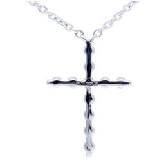 Collier de 0,1 carat de diamants en or blanc 14K Croix