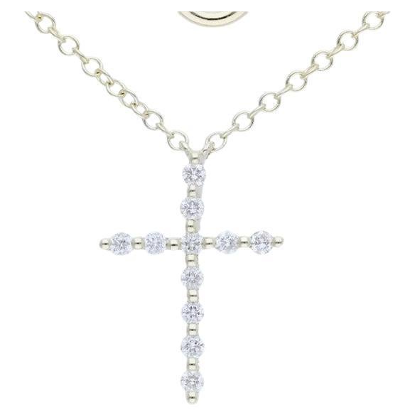 0.1 Carat Diamonds Necklace in 14K Yellow Gold Cross  For Sale