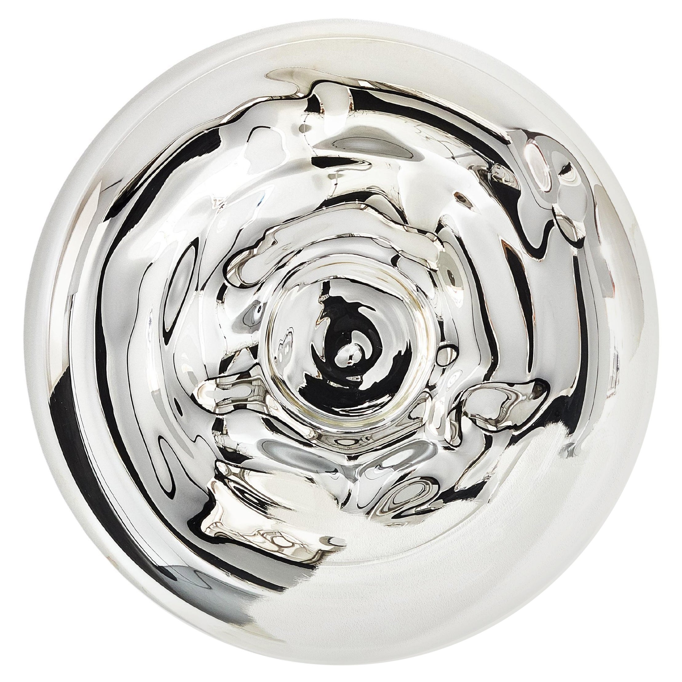 01 Näkki_Specchio da parete rotondo in vetro soffiato e placcato argento realizzato artigianalmente in vendita