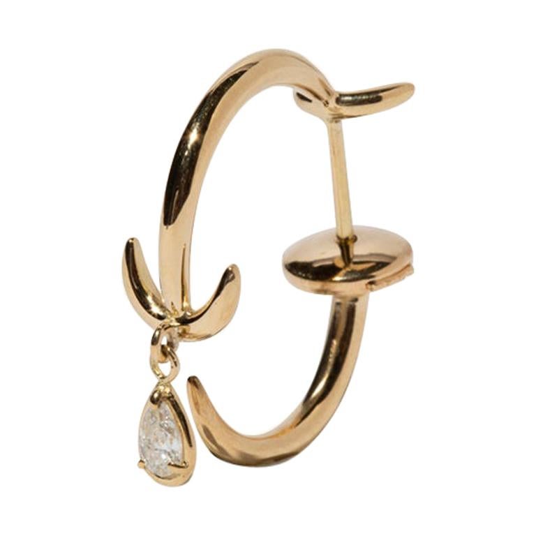 Milamore Fine Jewelry 0.10 Carat Diamond 18 Karat Gold Sagittarius Earring For Sale