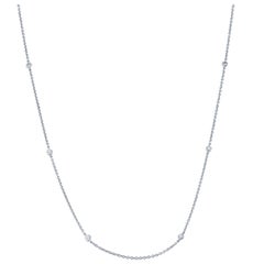 0.10 Carat Diamond 18 Karat White Gold Station Necklace