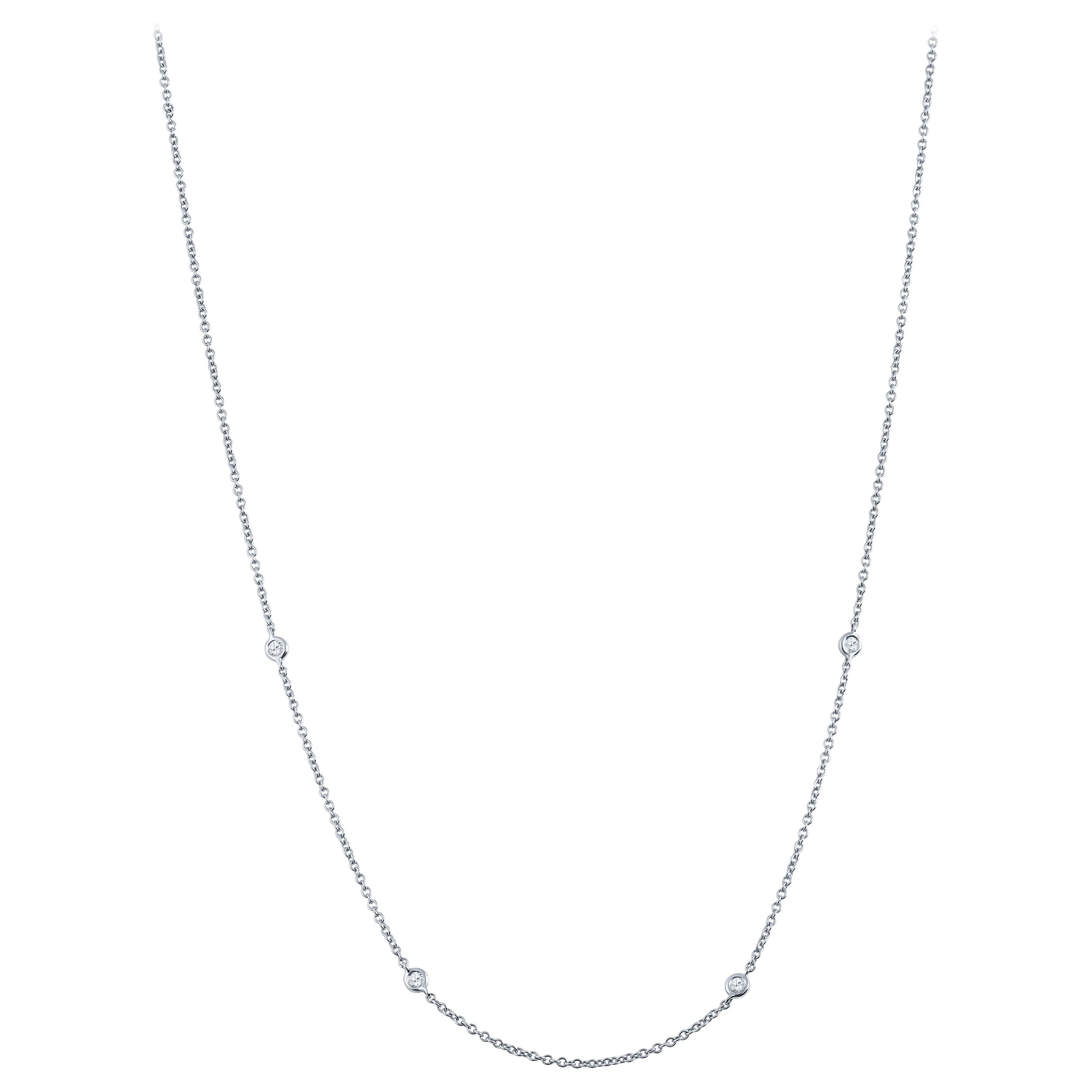 0.10 Carat Diamond 18 Karat White Gold Station Necklace