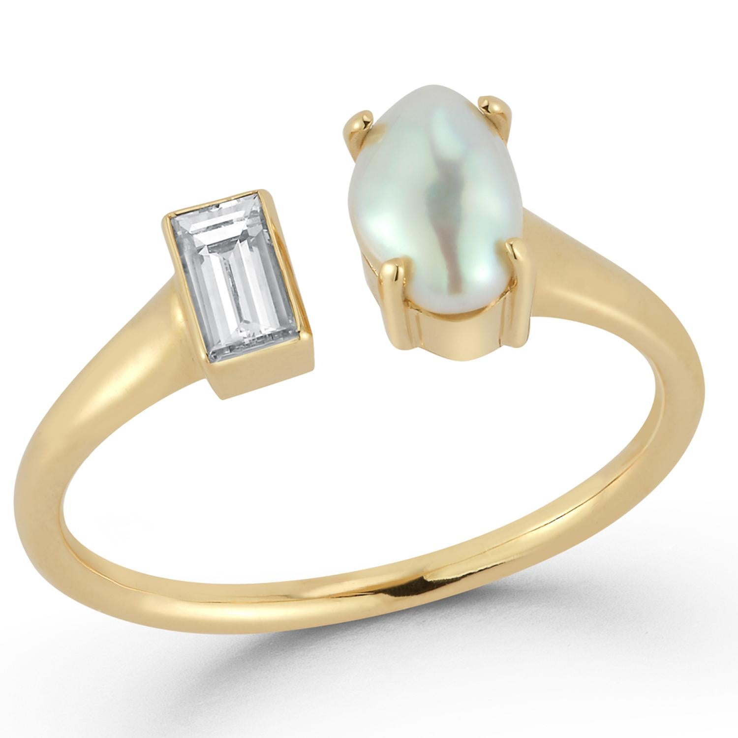 For Sale:  0.10 Carat Diamond and Pearl Toi et Moi Engagement Ring Hi June Parker 2