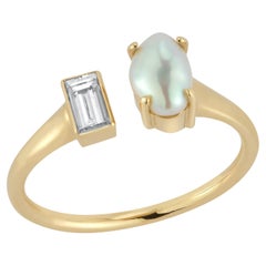 0.10 Carat Diamond and Pearl Toi et Moi Engagement Ring Hi June Parker