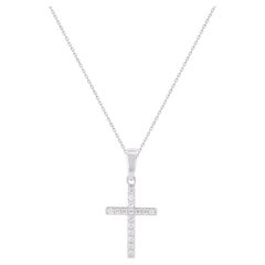 0.10 Carat Diamond Cross Pendant in 14 Karat White Gold