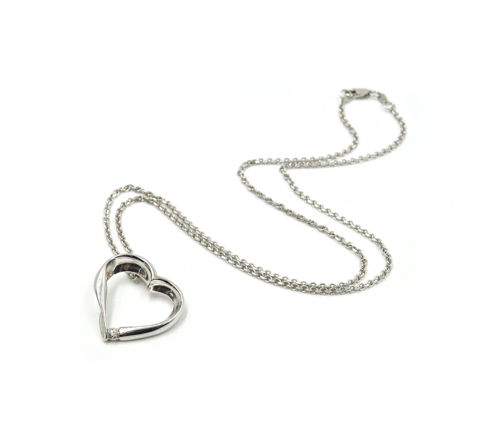 floating heart necklace white gold
