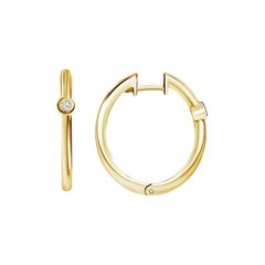 0.10 Carat Diamond Hoop Earrings in 14 Karat Yellow Gold, Shlomit Rogel