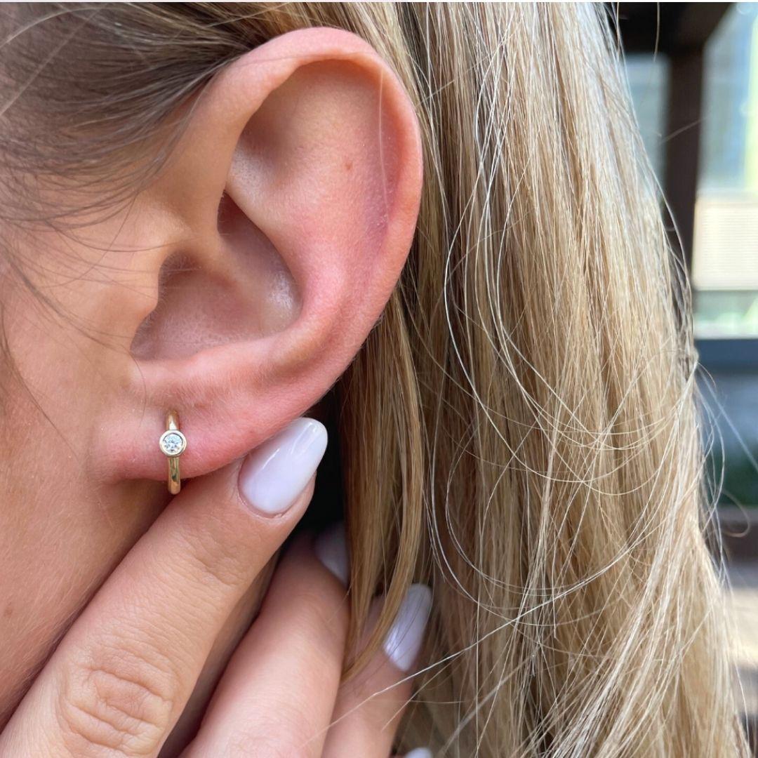 hoop earrings with single diamond