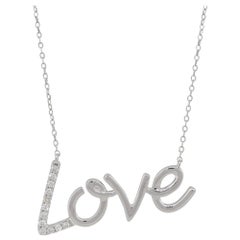 0.10 Carat Diamond "Love" Pendant Necklace 14 Karat in Stock