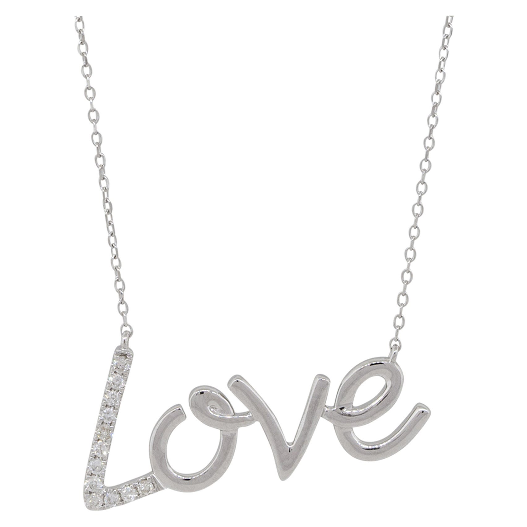 Collana con diamante "Love" da 0,10 carati 14 carati in stock
