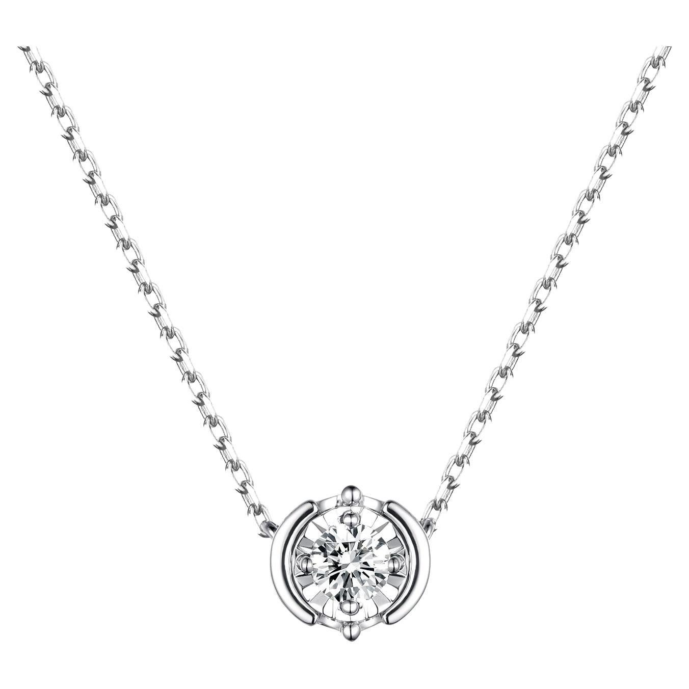 0.10 Carat Diamond Necklace in 14 Karat White Gold For Sale