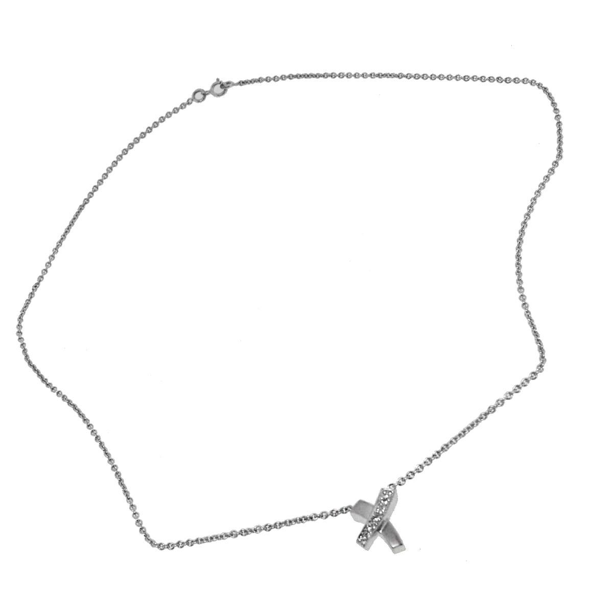 0.10 Carat Diamond X-Pendant Necklace In New Condition In Boca Raton, FL