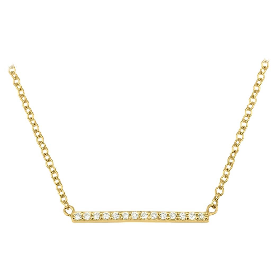 0.10 Carat Genuine Diamond Bar Necklace in 14k Yellow Gold - Shlomit Rogel