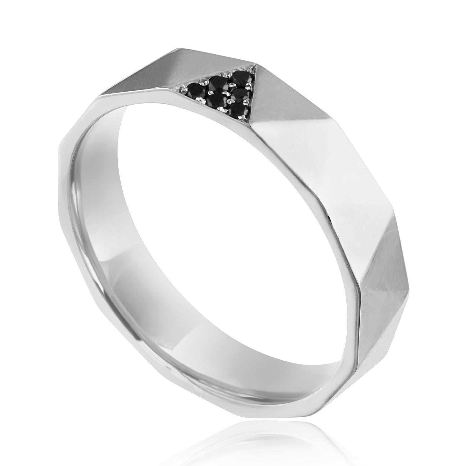 Men's Diamond Wedding Band Ring
The Ring is 14K White Gold
The Round Cut Black Diamonds are 0.10 Carats
The ring is a size 10.5, NOT sizable
The ring weighs 3.4 grams