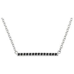 0.10 Carat Natural Black Diamond Bar Necklace in 14k White Gold, Shlomit Rogel
