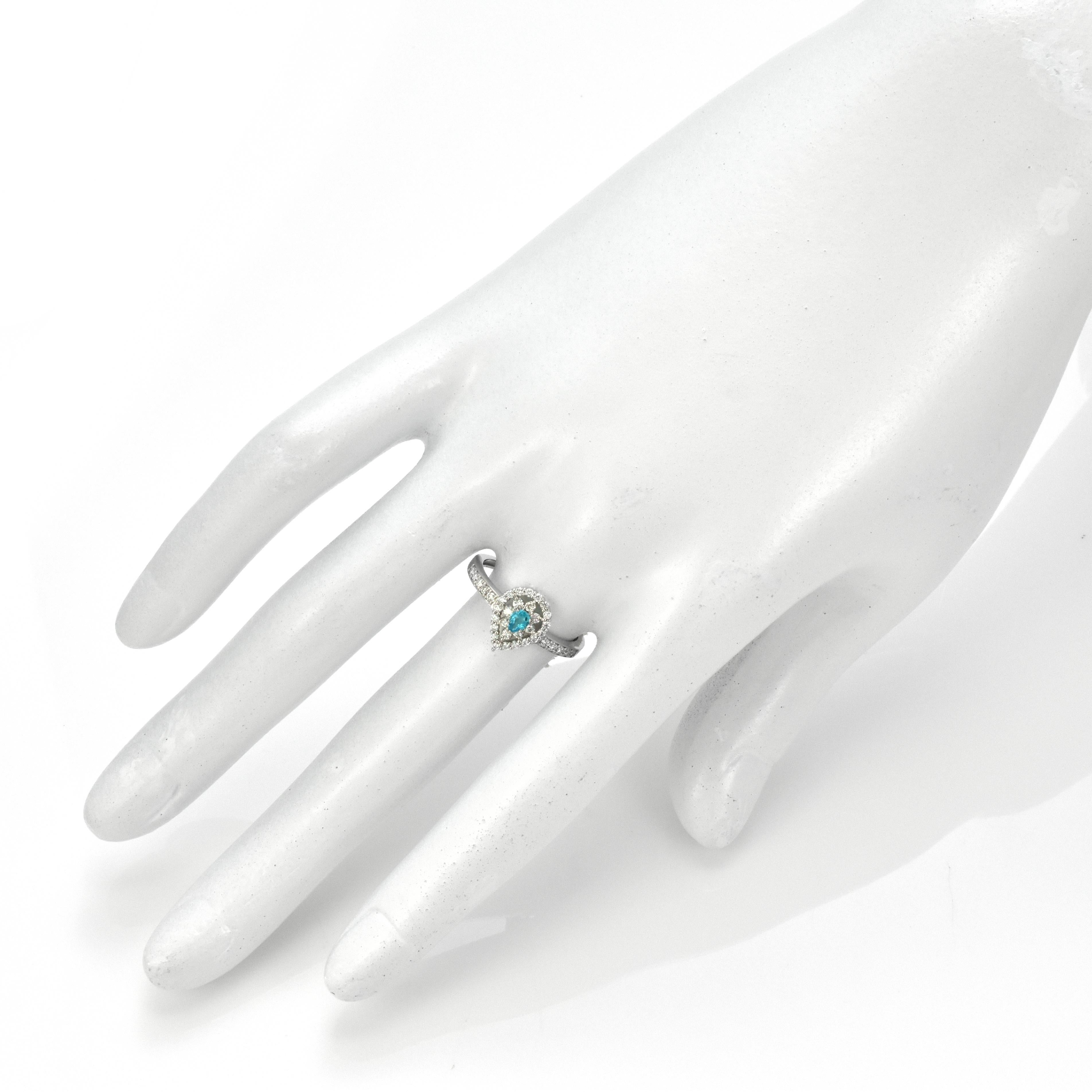Women's 0.10 Carat Natural Brazilian Paraiba Tourmaline & Diamond Ring Made in Platinum For Sale