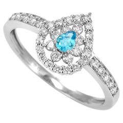 0,10 Karat natürlicher brasilianischer Paraiba-Turmalin & Diamantring aus Platin