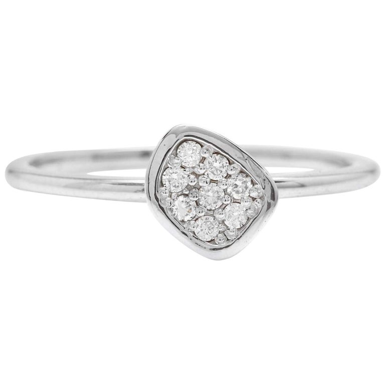 Bague Fleur Or Blanc 14 Carats Diamants - Poids 7.05 G, Taille 47, Neuf Avec étiquettes