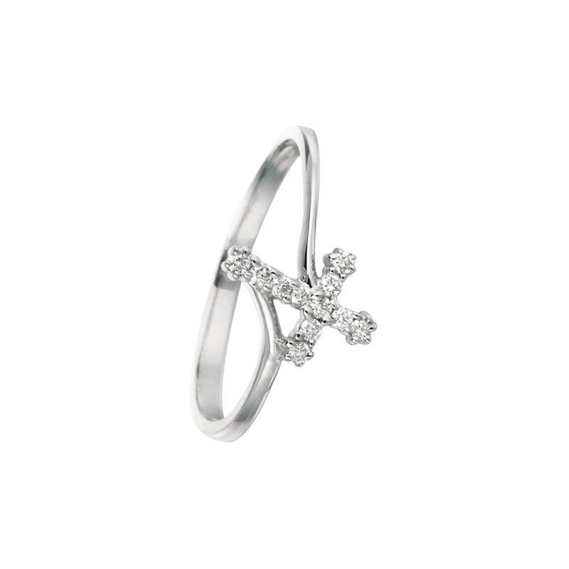 For Sale:  0.10 Carat Natural Diamond Cross Ring G SI 14 Karat White Gold 2