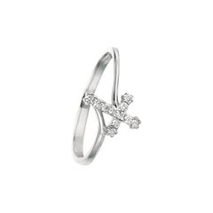 0.10 Carat Natural Diamond Cross Ring G SI 14 Karat White Gold