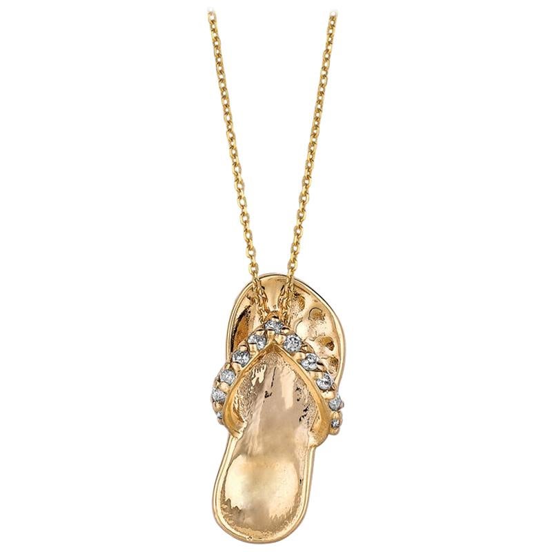 Collier pendentif en or jaune 14 carats avec chaîne et diamants naturels de 0,10 carat en vente