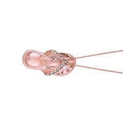 0.10 Carat Natural Diamond Flip Flop Necklace Pendant 14 Karat Rose Gold Chain