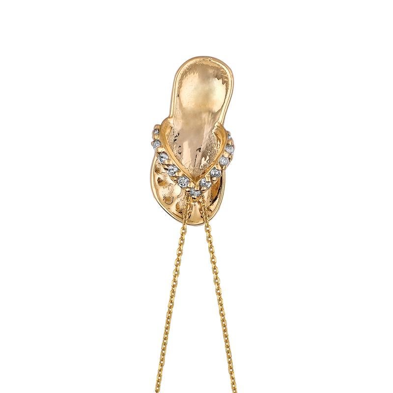 Contemporain Collier pendentif en or jaune 14 carats avec chaîne et diamants naturels de 0,10 carat en vente