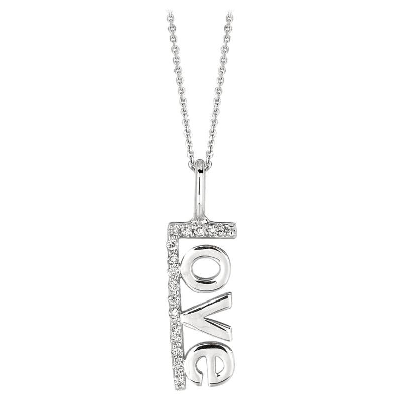 0.10 Carat Natural Diamond Love Necklace Pendant 14 Karat White Gold G SI