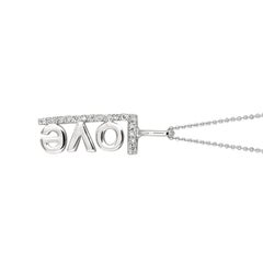 0.10 Carat Natural Diamond Love Necklace Pendant 14 Karat White Gold G SI