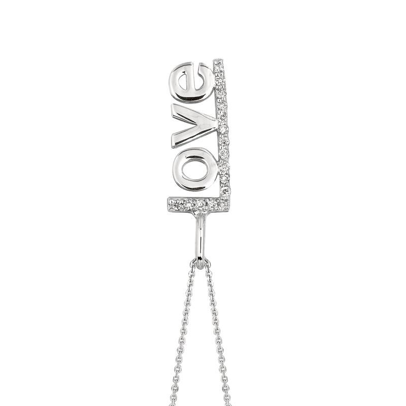 Contemporary 0.10 Carat Natural Diamond Love Necklace Pendant 14 Karat White Gold G SI For Sale
