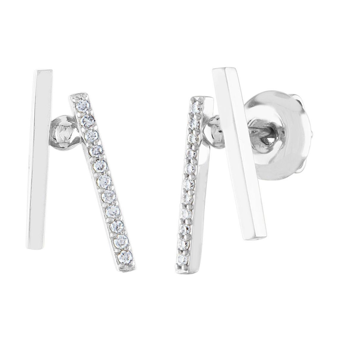 0.10 Carats Diamond & White Gold Modern Abstract Earrings For Sale